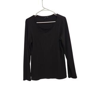 Cynthia Rowley Pullover Long Sleeve T-Shirt Black Scoop Neck Casual Classic XL